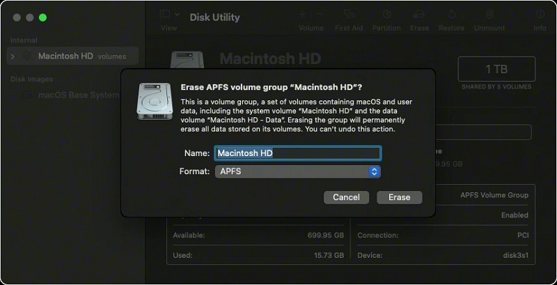 APFS или Mac OS Extended | Диск Macintosh HD не может быть разблокирован