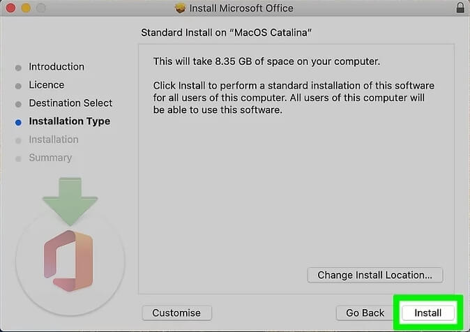 choose a location to install Office | Completely Uninstall Microsoft 365 or Office Mac