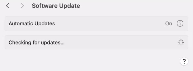 Klicken Sie auf Updates überprüfen | Die Festplatte Macintosh HD kann nicht entsperrt werden
