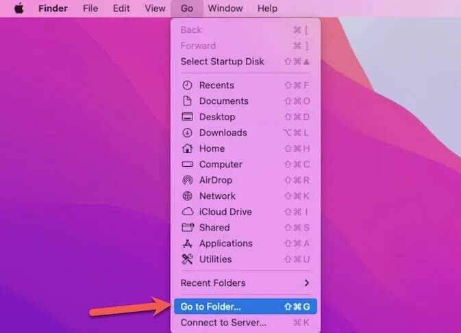click Go to Folder | Delete Temp Files Mac