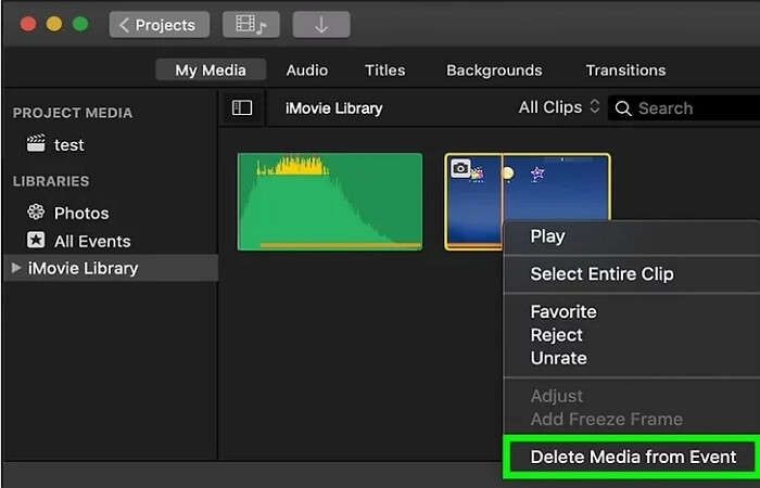 delete iMovie media | iMovie Not Enough Disk Space