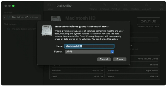 erase Macintosh HD | Clear System Data Storage Mac
