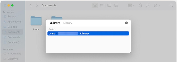 access Library folder | Clear System Data Storage Mac