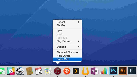 Щелкните правой кнопкой мыши, чтобы принудительно закрыть приложения | Принудительный выход не работает на Mac