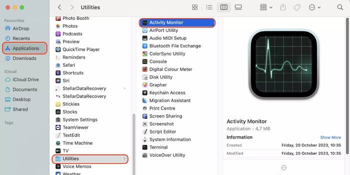 open Activity Monitor | Your System Has Run out of Application Memory