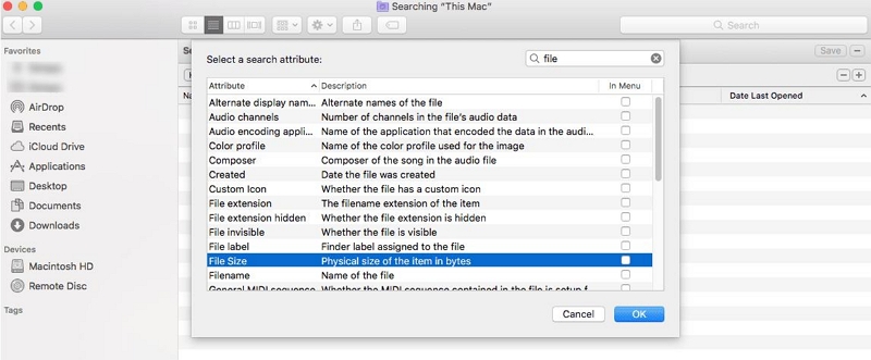 Размер файла | удалить большие файлы на Mac