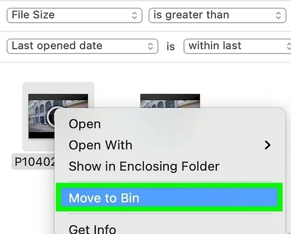 expand the search window | delete large files on mac