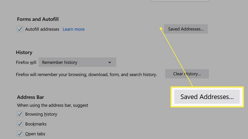 saved addresses  | remove autofill on mac
