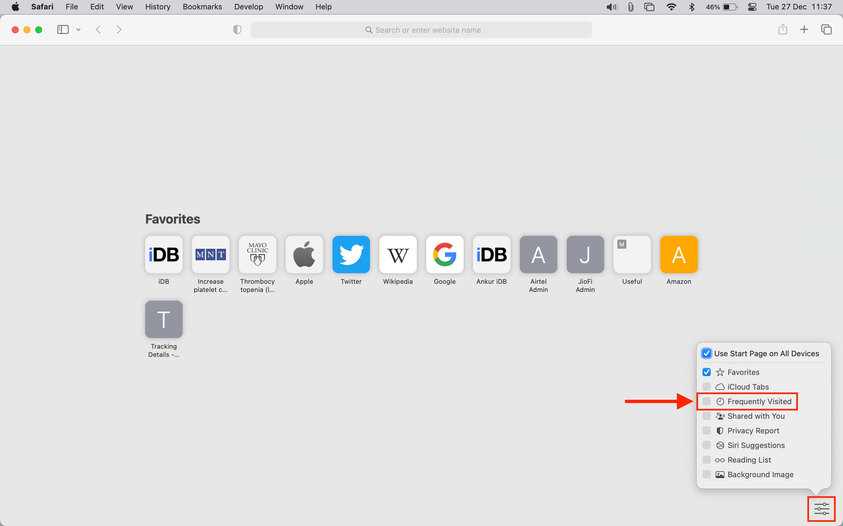 снимите флажок с часто посещаемых Safari Mac | удалить часто посещаемые сайты Safari на Mac/iPhone/iPad
